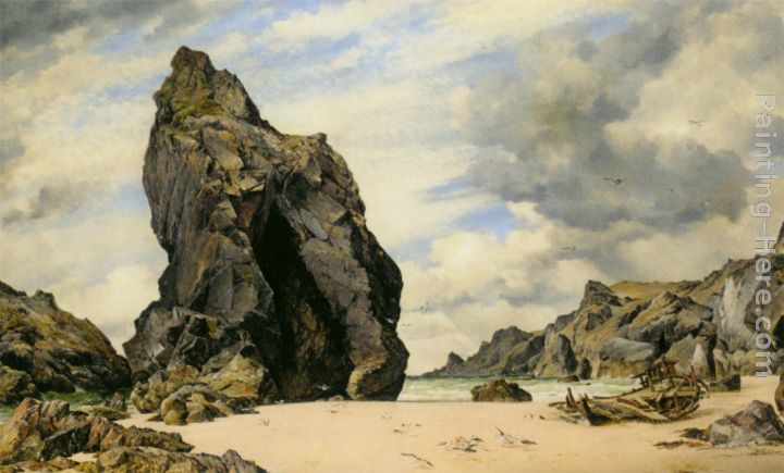 Steeple Rock Kynance painting - Edward William Cooke Steeple Rock Kynance art painting